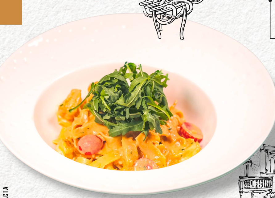 Тальятелле с креветками и рукколой